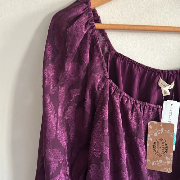 Stitch fix mason & belle purple jacquard floral metallic blouse top sz XL NWT - Picture 3 of 7